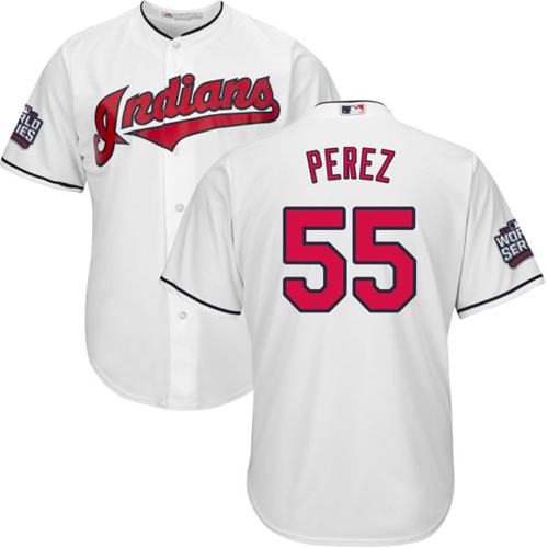 Indians #55 Roberto Perez White Home 2016 World Series Bound Stitched Youth MLB Jersey